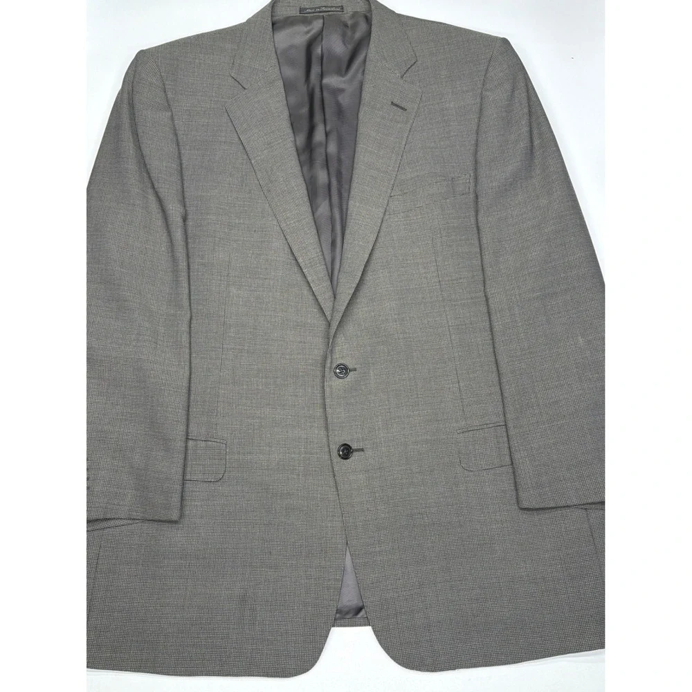 Ermenegildo Zegna Su Misura Mens 100% Wool Blazer Suit Jacket Gray‎ Micro Plaid